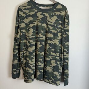 TRUE RELIGION Mens Green Camo Long Sleeve T Shirt Size XL Lamar Logo